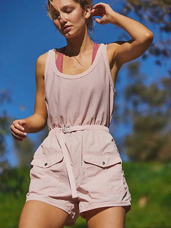 FP Movement by Free People Pants - FP Movement Pacific Coast Hike Onesie Shorts Pink Size Small